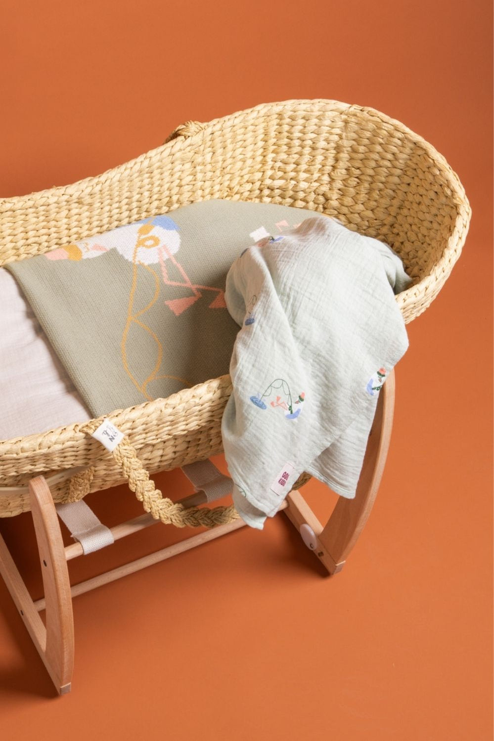 Light And Breathable Muslin Swaddle Wrap - Gulls Gone Fishing - Sage - image 3