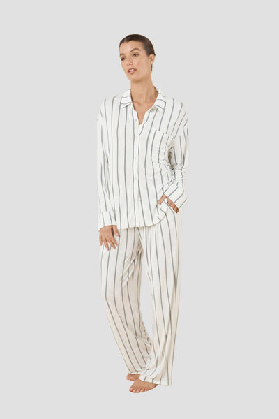 Harlow Bamboo Striped Pj Set - Ivory - image 2