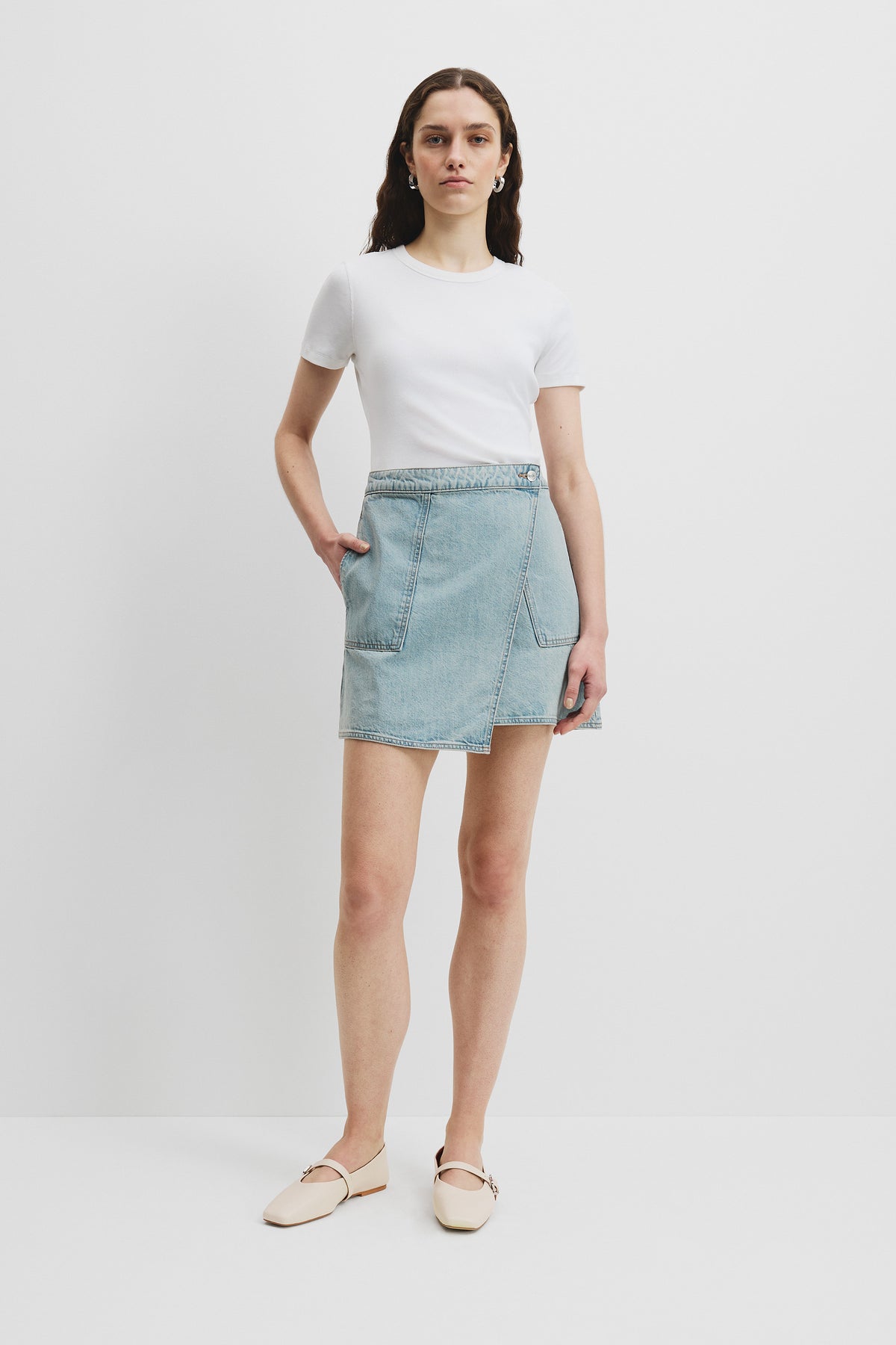Denim Wrap Mini Skirt