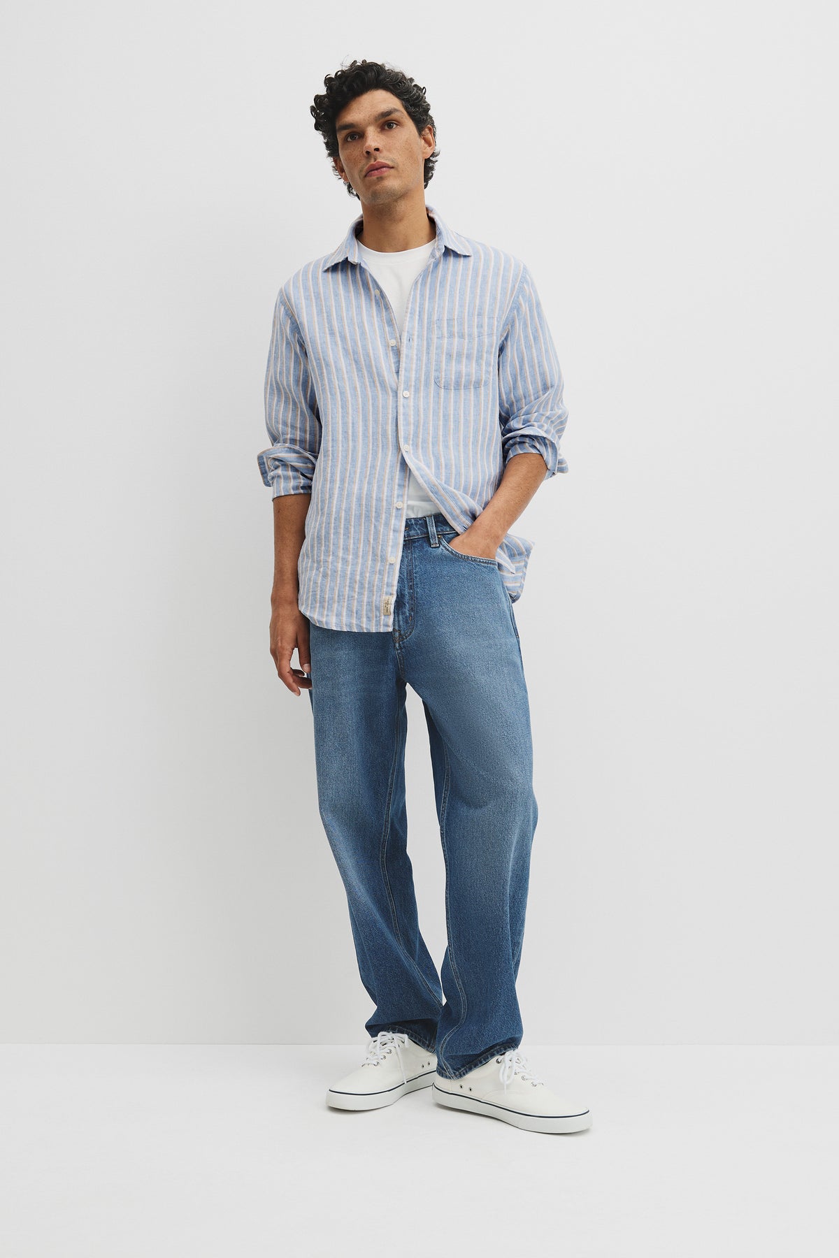 Regular Fit Linen Stripe Shirt