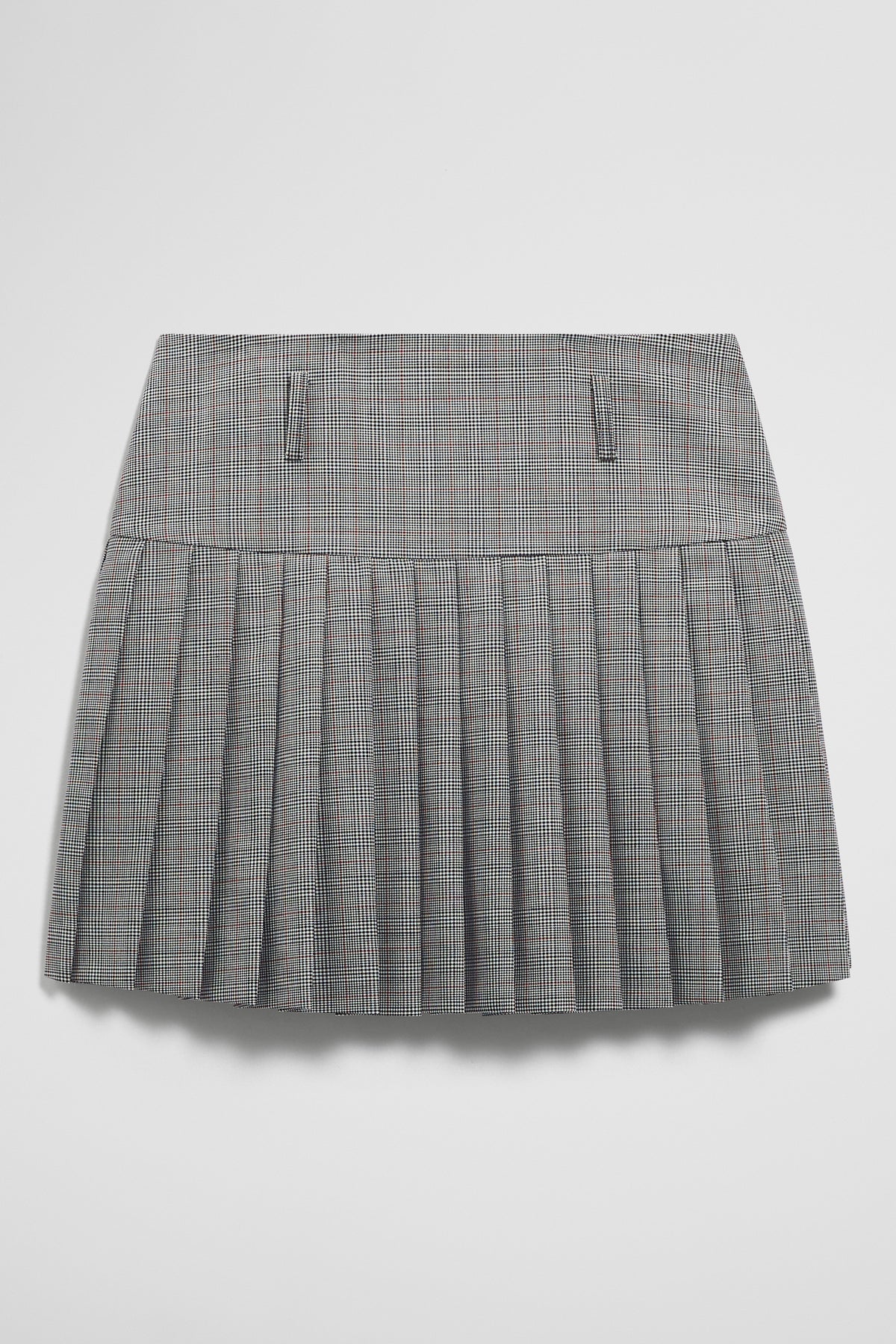 Wool Blend Check Mini Pleat Skirt