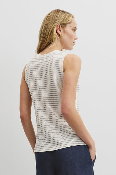 Stripe Linen Boat Neck Tank
