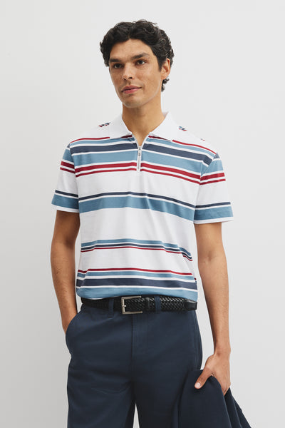 Multi Stripe Zip Polo