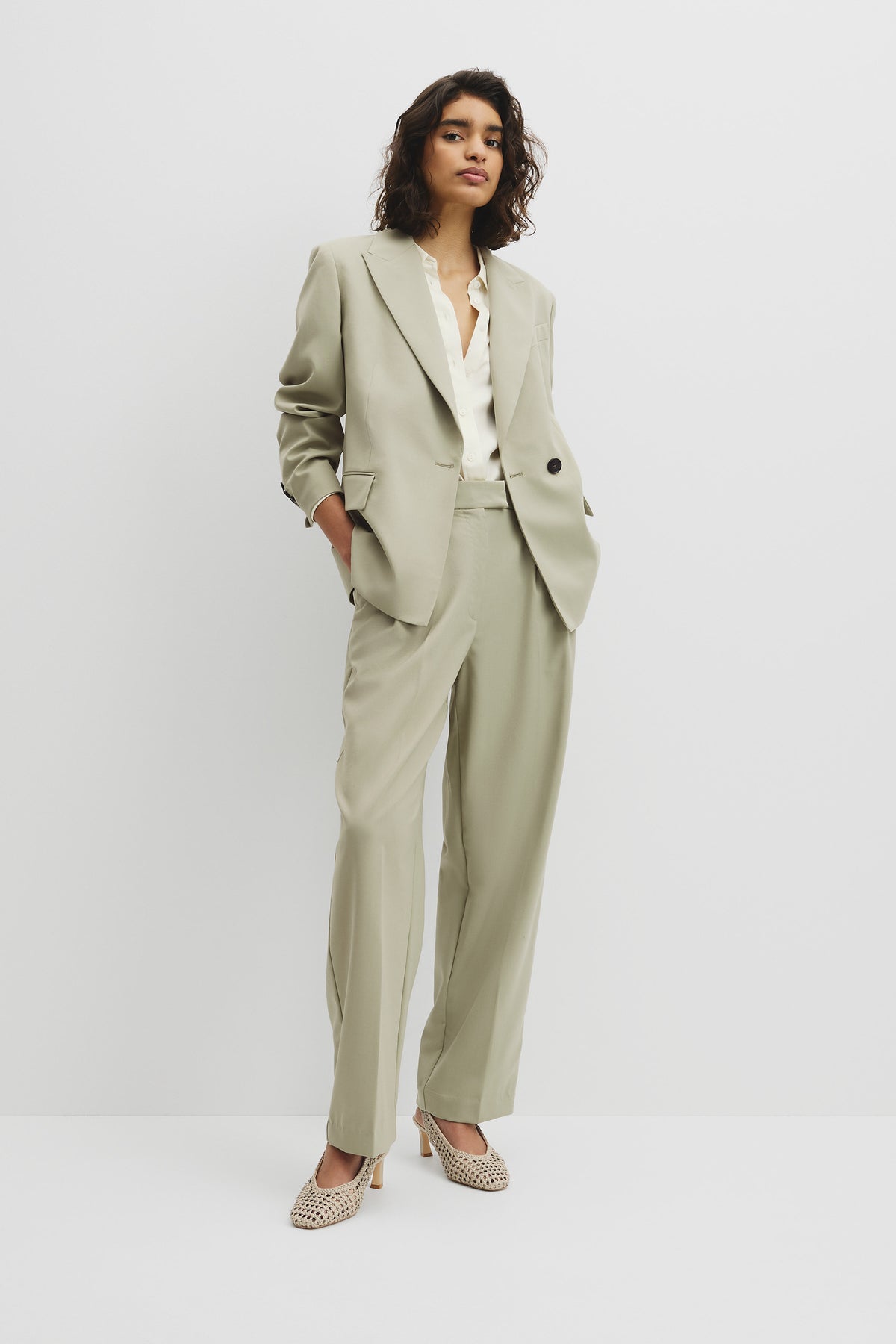 Wool Blend Wrap Blazer