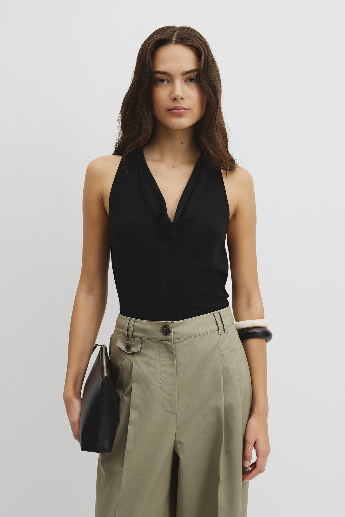 V-Neck Neck Drape Top