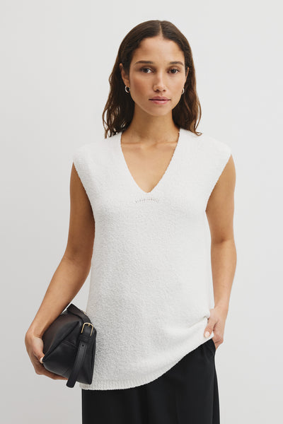 Australian Cotton Blend Compact Boucle Vest