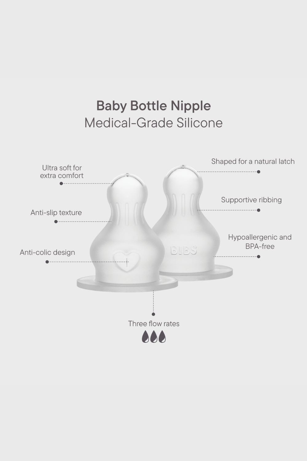 Bottle Replacement Nipple, Silicone (2pk) - Slow Flow - Clear - image 3
