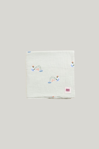 Light And Breathable Muslin Swaddle Wrap - Gulls Gone Fishing - Sage - image 1
