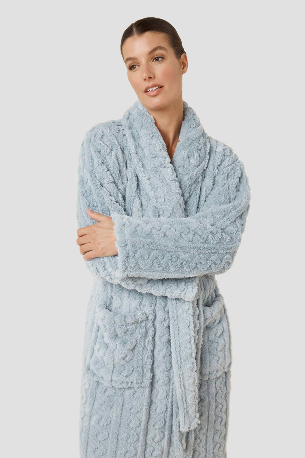 Gabriella Plush Long Robe - Blue - image 2